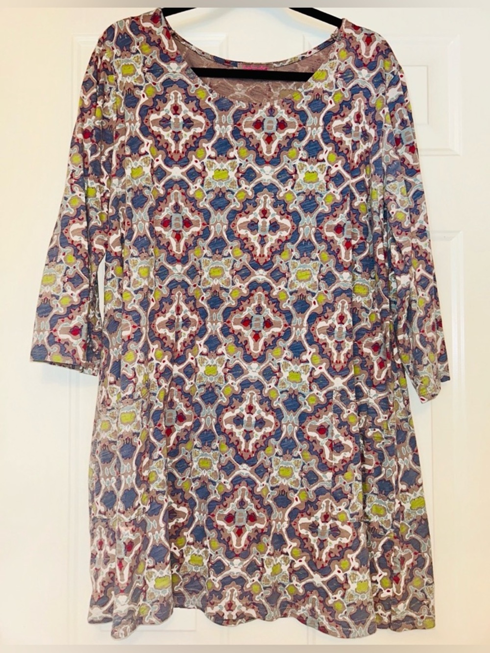 Fresh Produce Cotton Tunic Dress 1X Blue A-Line Casual Career Relaxed